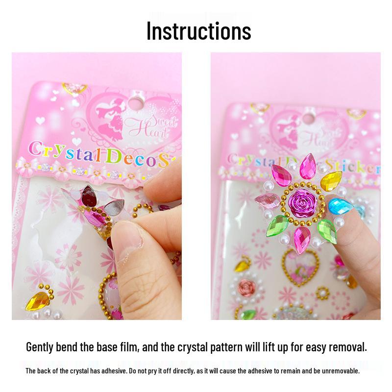 Children's 3D Princess Cartoon Diamond Gem Stickers - Cute Acrylic Crystal Toys