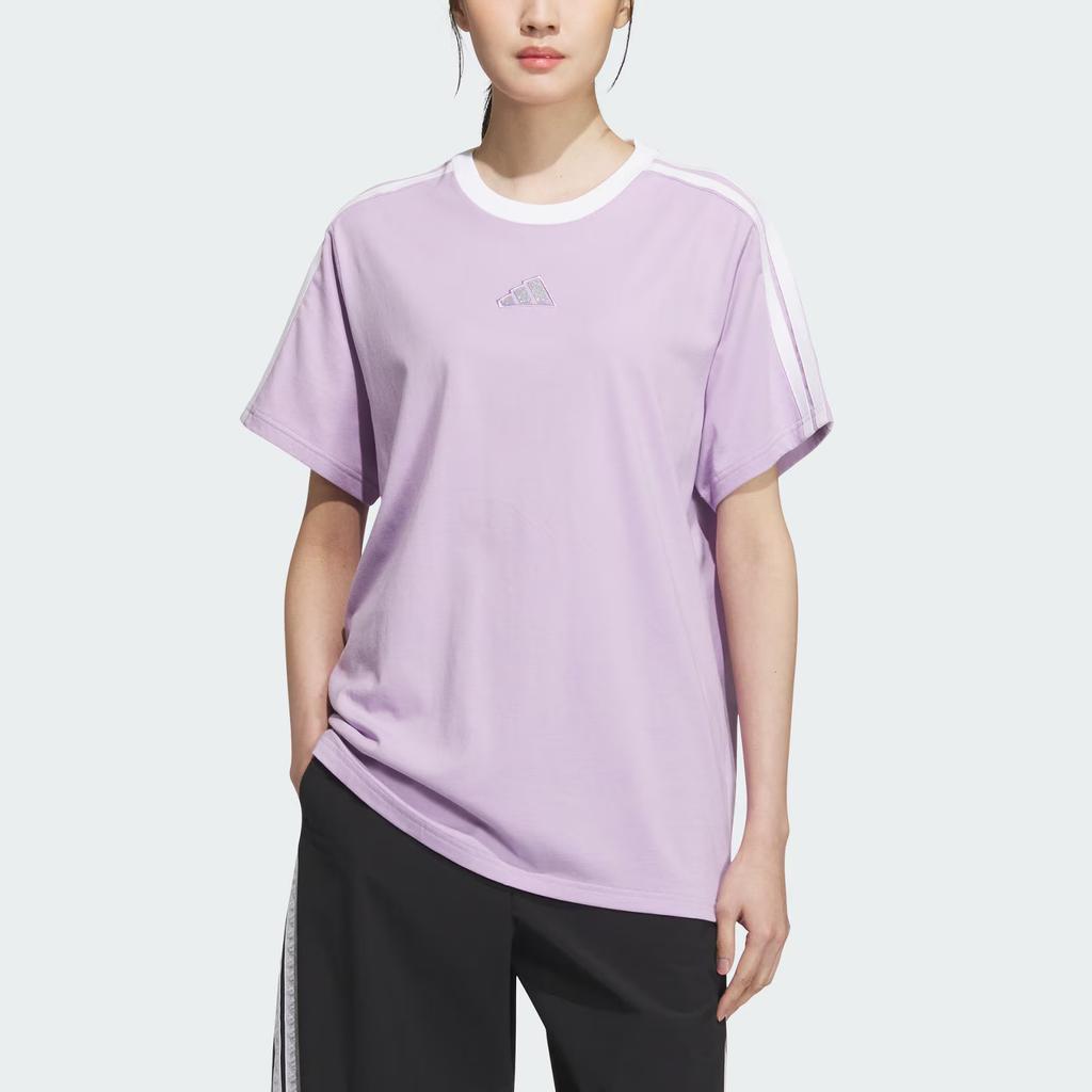 Adidas Boyfriend Story Striped Sports Casual Pullover Short Sleeve T-Shirt Women Tops KB7760