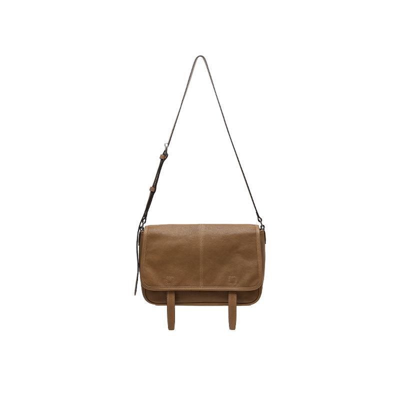 

Vegetable tanned cowhide messenger bag casual simple retro commuter shoulder crossbody underarm leather bag women