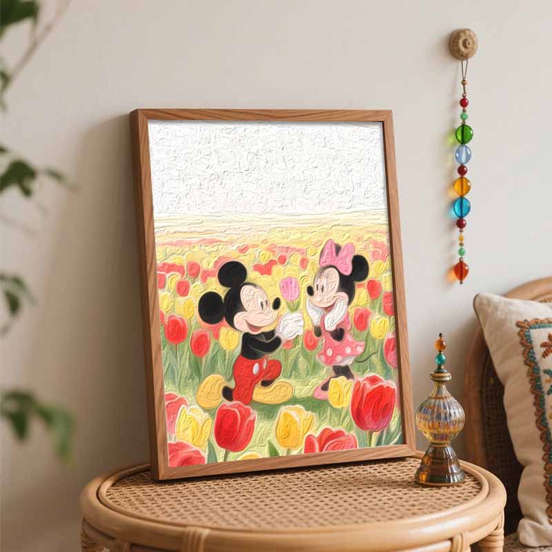 Disney Mickey and Minnie Mouse Flower Field Paint by Numbers Painting Art Kit Home Decor Gift