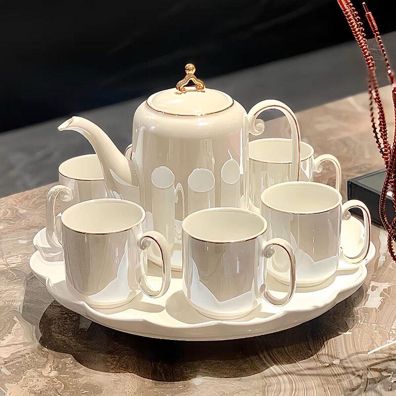 Luxury Ceramic Tea & Water Set with Rotating Tray