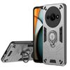 KEYSION Shockproof Armor Case for Redmi A3 Slide Camera Lens Protection Ring Stand Phone Back Cover for for Xiaomi POCO C61