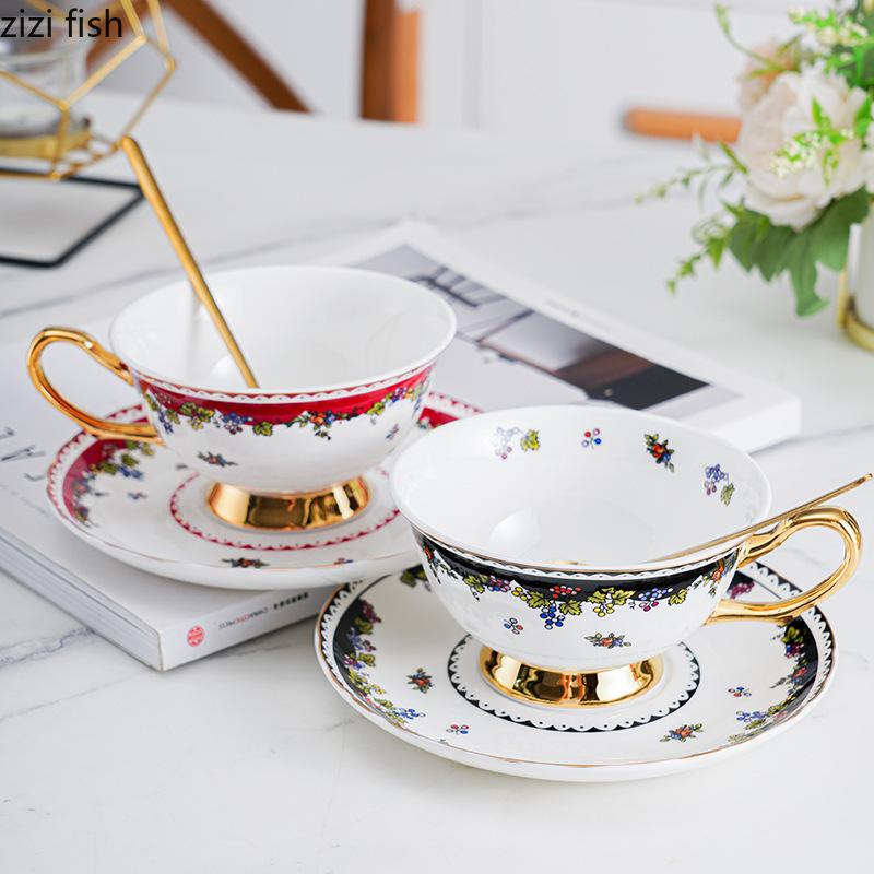 Ceramics Coffee Cup and Dish Set Afternoon Tea Mug Water Cup Flower Tea Cups Milk Mug Breakfast Cups Juice Mug Coffee Mugs