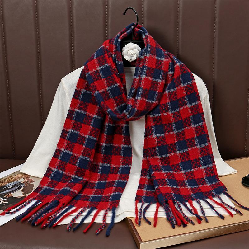 Luxury Designer Plaid Imitation Cashmere Women Scarf Shawl Winter Thick Warm Neckerchief Foulard Echarpe Wrap