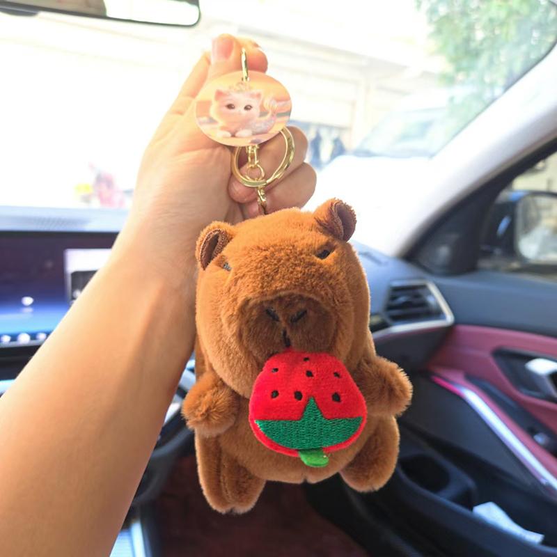 

Милая мультяшная капибара, тянущая веревку, мороженое, клубника, плюшевая кукла, игрушка, брелок, рюкзак, подвесные украшения