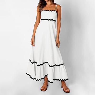 Vestidos femininos de verão com renda frente única casual sem mangas
