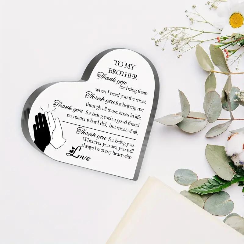 2D Flat Thanks for Brother Gift Acrylic Desktop Decoration Plaque, Home Decor Plaque Hanging Wall Art Decorative Garden Decoration for Room Door Signs