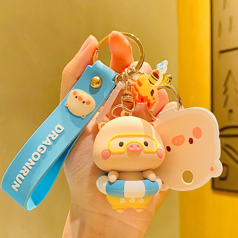 Cute Pig Keychain for Women: Couple Backpack Pendant & Electric Car Charm