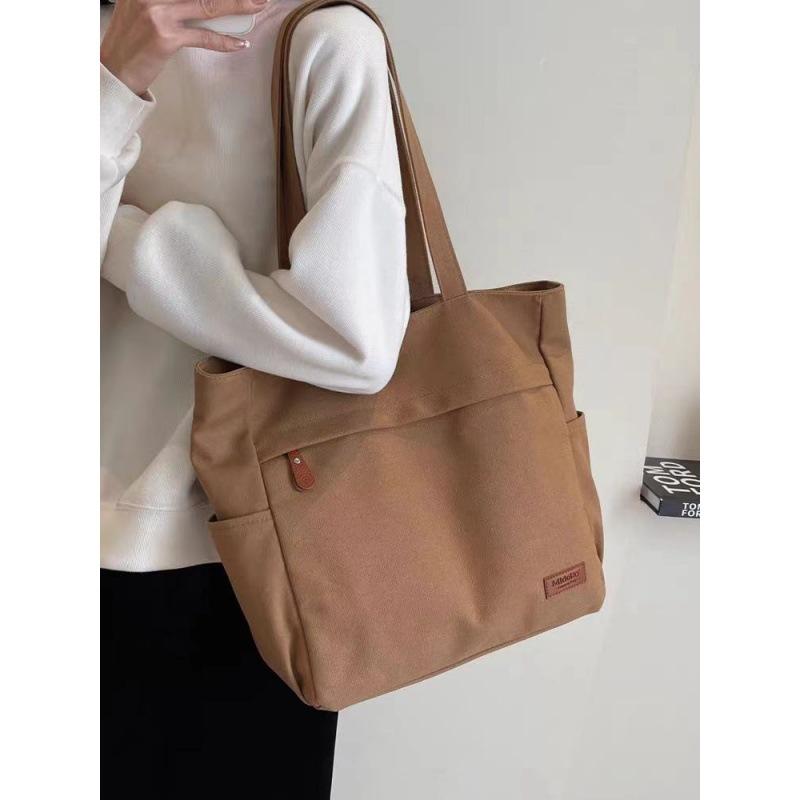 Canvas-Tasche Canvas große Kapazität neuer Student vielseitig lässig schlichte Schulter-Tragetasche