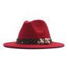 eBay European and American Leopard Print Accessories Hat Woolen Top Hat Women's Flat-brimmed Big-brimmed Pearl Jazz Hat