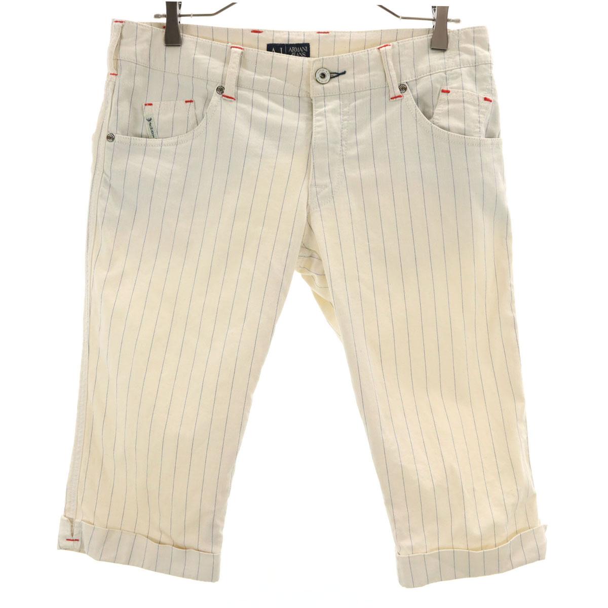 

ARMANI JEANS Striped Pattern Shorts W30 Cream stretch Men s Used