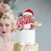 1 Stück Frohe Weihnachten Cake Topper Glitzer Stechpalmenblätter und Beeren Weihnachtsmannmütze Bart Pick für Weihnachts-Thema Kuchen Dekorationen