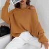 IHUASU Autumn and Winter Fashion Women's O-Neck Knit Loose Split Pullover Sweater