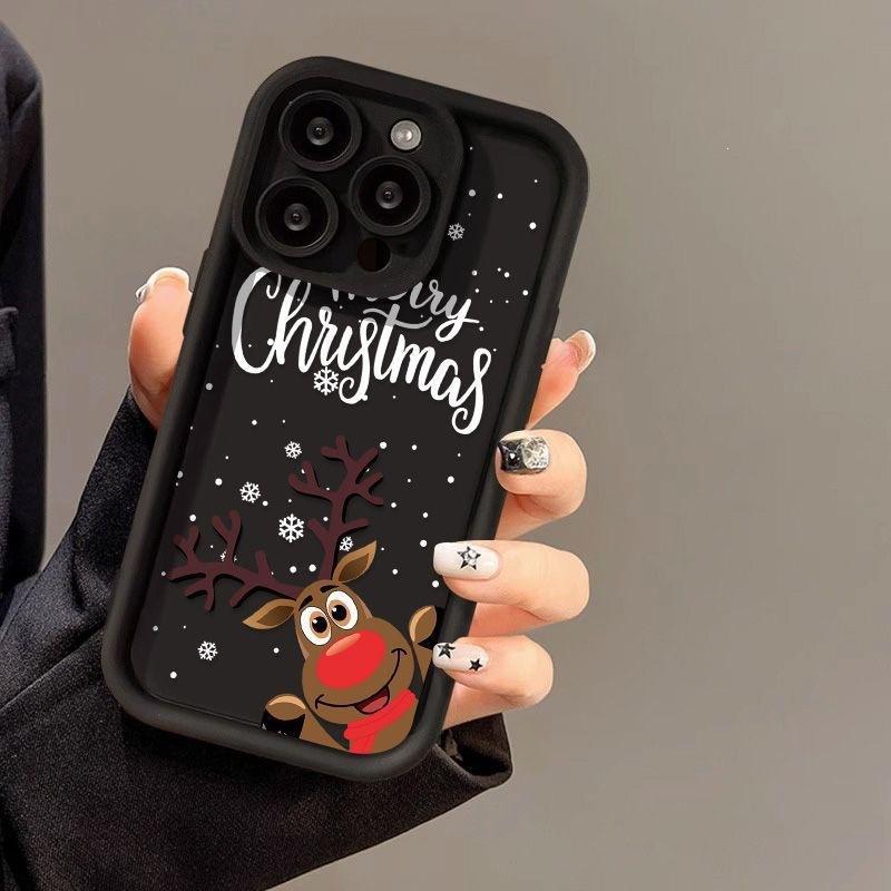Christmas cartoon elk for iPhone16ProMax phone case 14 Apple 13 matte 12/15 Premium 11