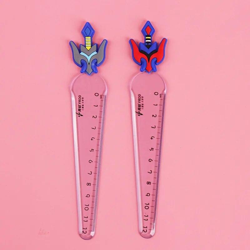 1 Piece Cute Carrot Star Sword Stationery Cartoon Drawing Kitten Straight Plastic Ruler