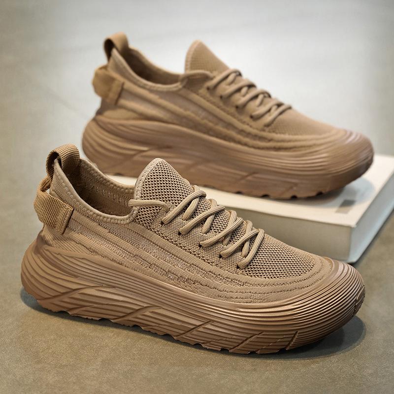 Outdoor versatile men's shoes summer fly-woven mesh breathable platform mesh shoes heightening men's casual sports shoes