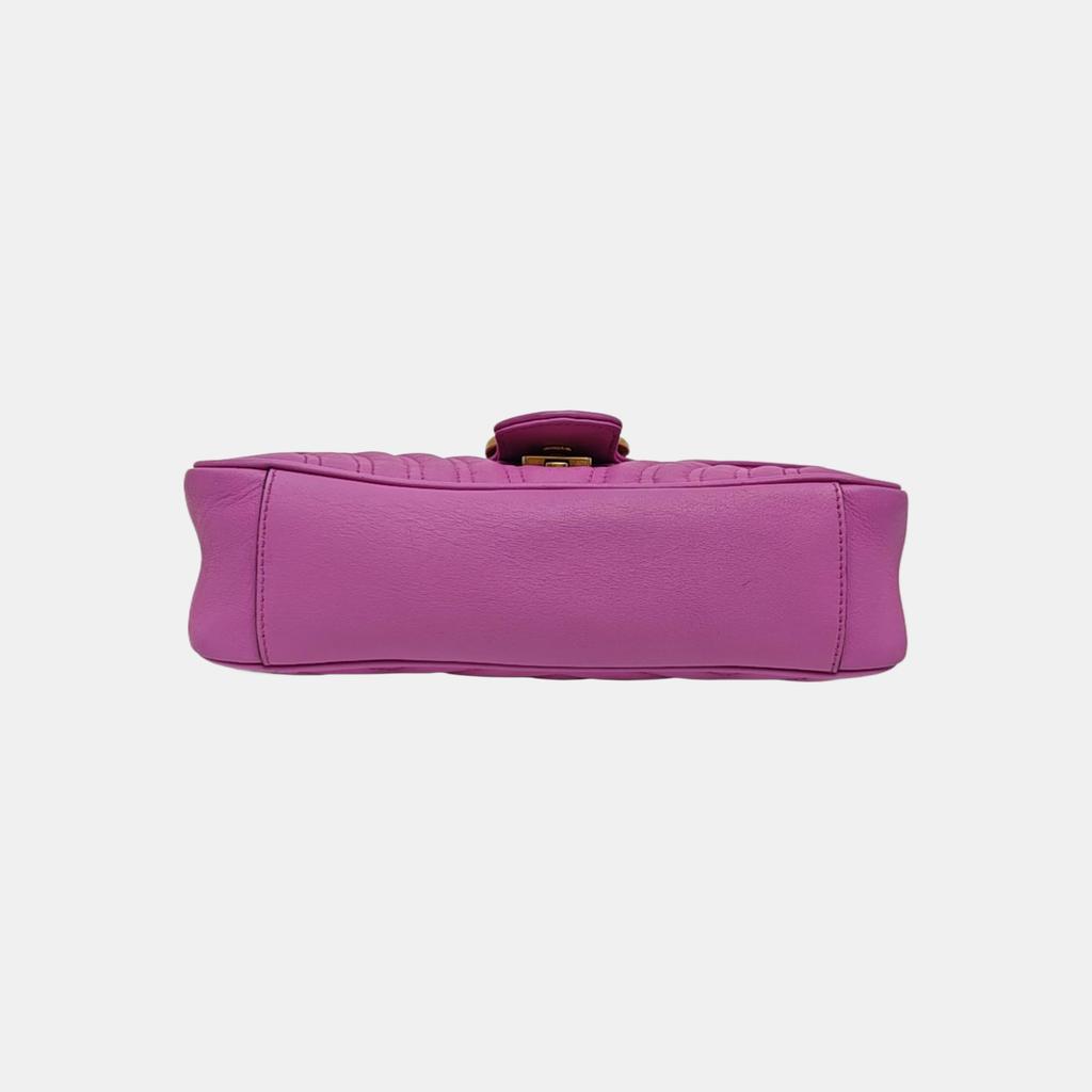 [Gebraucht] GG Marmont Medium Rosa Leder gesteppt Welle Schultertasche - Ausgezeichnet #1W42MYS