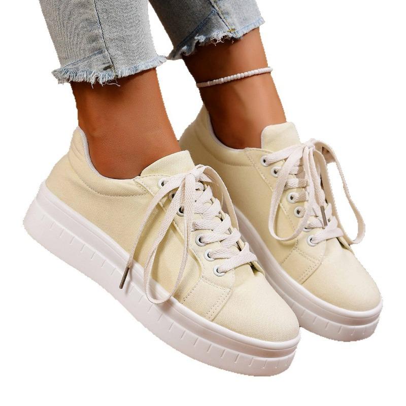 Autumn new large-size single shoes women's round head thick-soled casual lace-up round head foreign trade women's single shoes