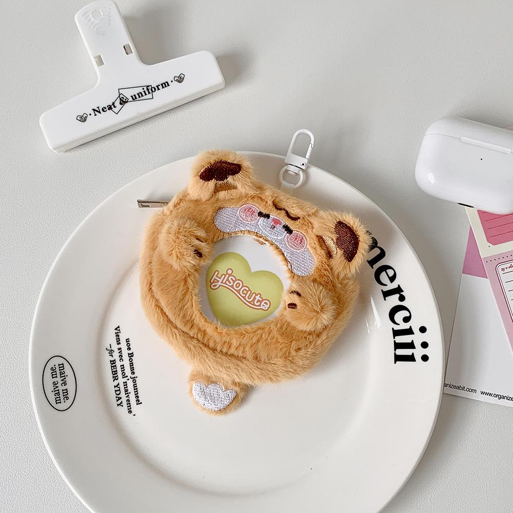 Kawaii Animal Badge Holder Plush Mini Badge Storge Bag Cute Animal Bluetooth Headset Airpods Buds Bag Mini Lipstick Packet