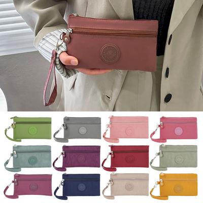 Monedero Cremallera Lisa Múltiples Compartimentos Cartera Pequeña Diseño Minimalista Llavero Tarjetas Funda para Teléfono Móvil