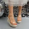 Summer New Round Toe Open Toe Clear Strap Non-slip Wear-resistant Wedge Slip Strap Sandals Fashion Platform Slippers