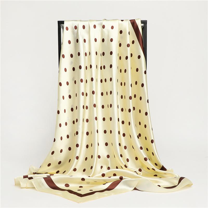 Large 90cm Polka Dot Korean Satin Scarf - Autumn/Winter Travel Shawl