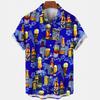 Hawaiian Beach Harajuku Shirts For Men 3D Print Beer Short Sleeve Tees Summer Vacation Style Single-Breasted Tops Lapel