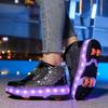 Kid's Four-wheel Detachable Flat Shoes Rechargeable LED Luminous Sports Shoes with Wings Children's Skates with Brakes Roller Skates sneakers