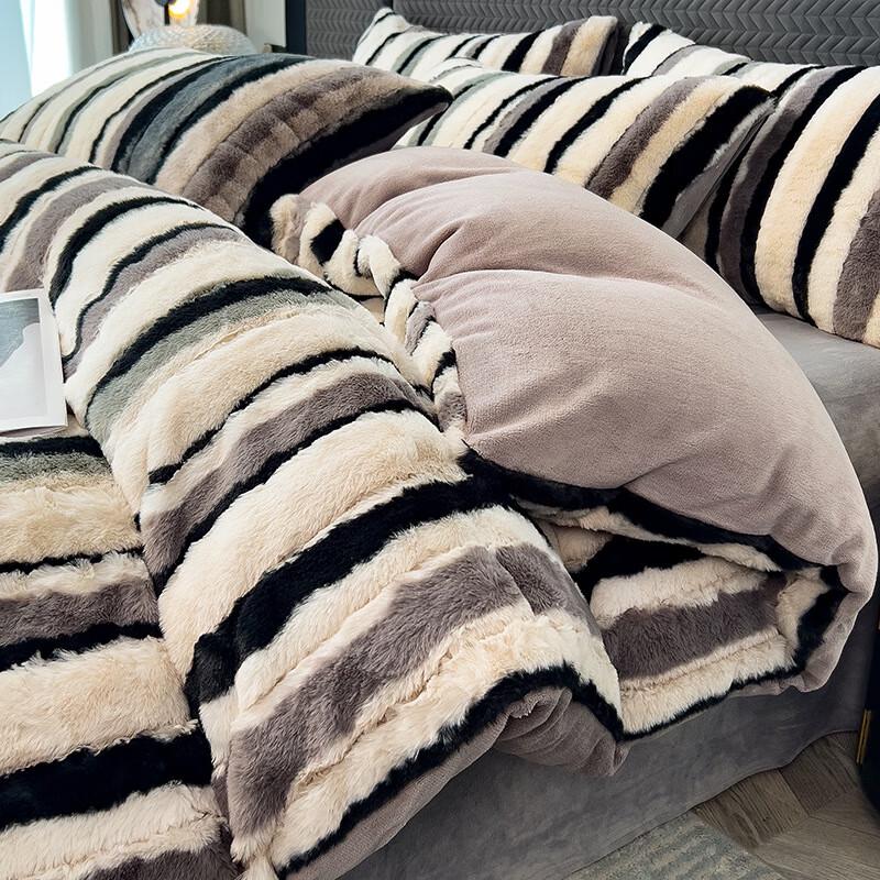 OEING Rabbit Plush Flat Sheet Bedding Set 1.5m Bed