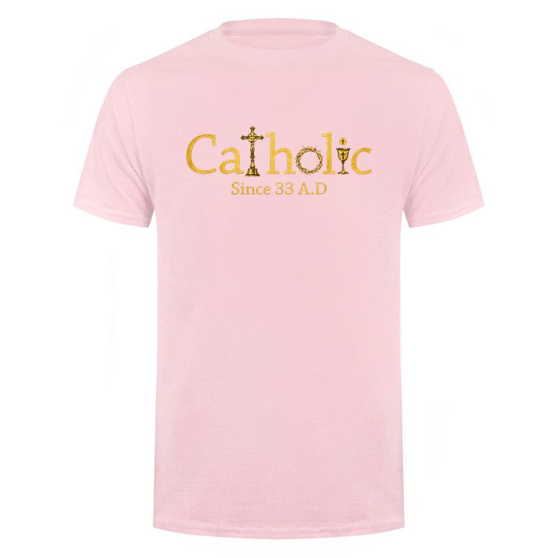 Catholic Since 33 Ad Christian T Shirt Jesus Crucifix Eucharist Faith Graphic Tee Religious Gift Tops Da335