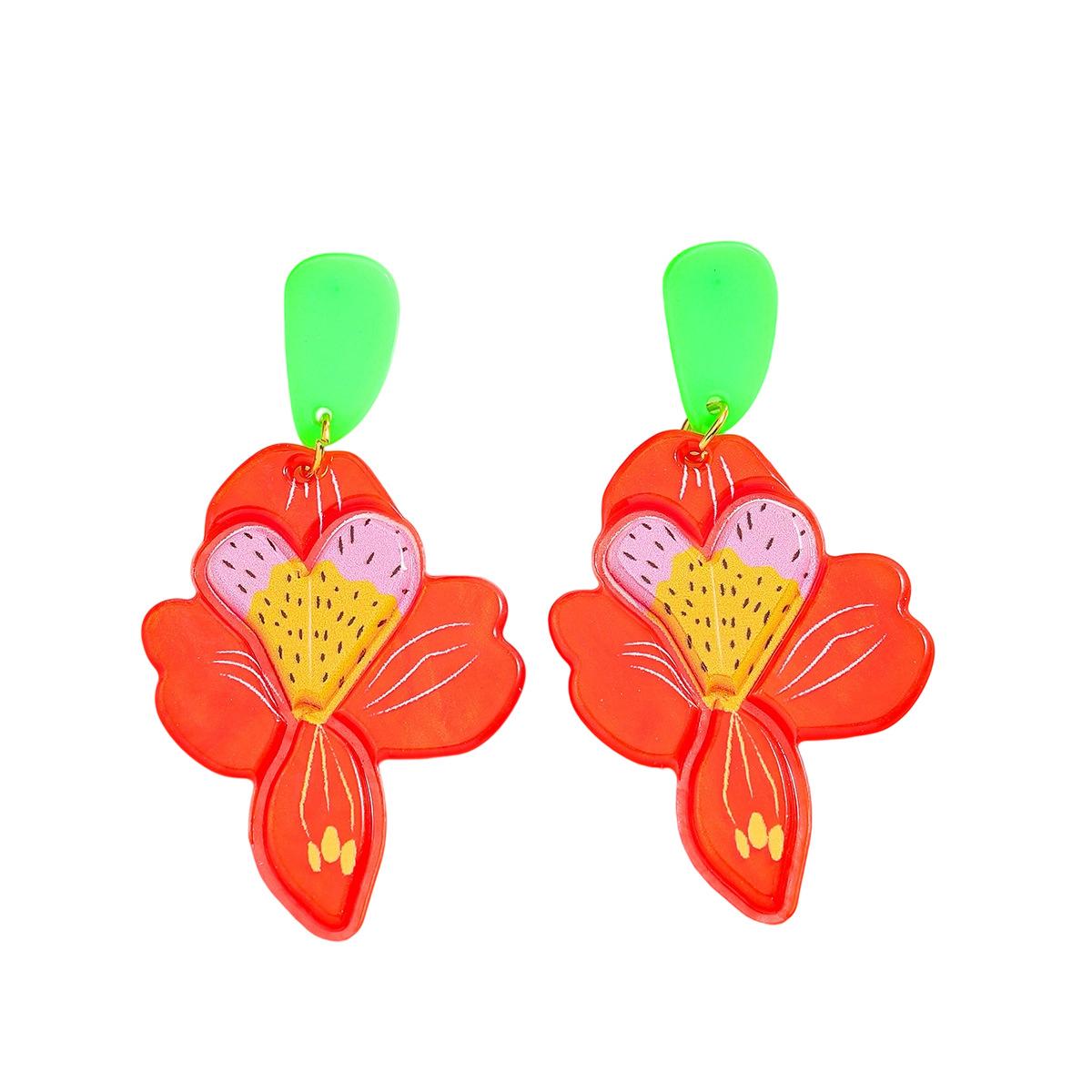Летние свежие и сладкие мультяшные цветочные серьги-тарелки, персонализированные серьги в стиле для отдыха, акриловые серьги