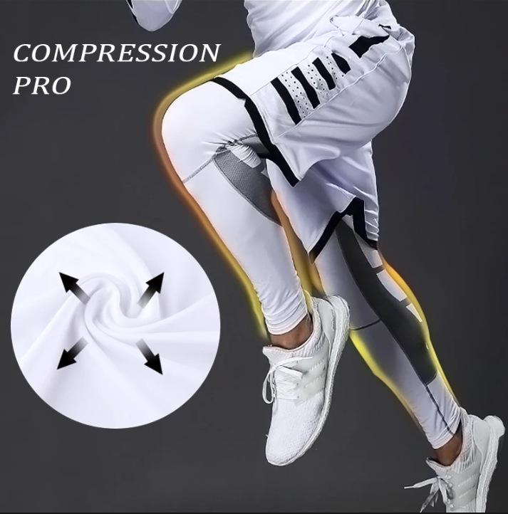 COMBAT PRO Pánské barevné rychleschnoucí kompresní sportovní legíny na trénink a běh