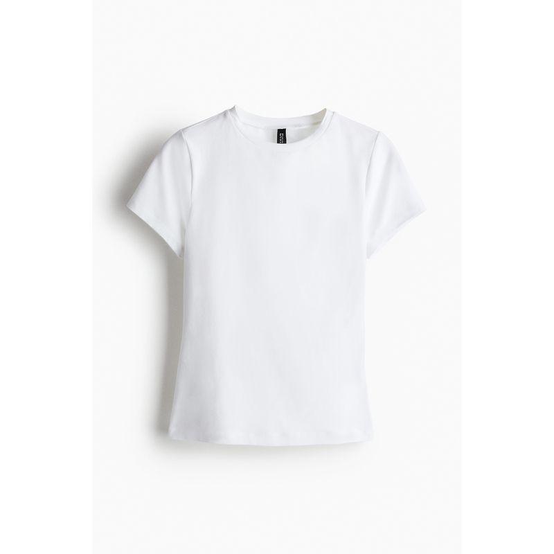 

HM Women s T-shirt Autumn Elastic Soft Simple and Comfortable Inner Wear Slim Short-Sleeved Tops 1246941 White 155/76((XXS))