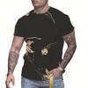 Summer Men Printed T-Shirt Round Collar Fashion Short Sleeve Shirt Tee Top