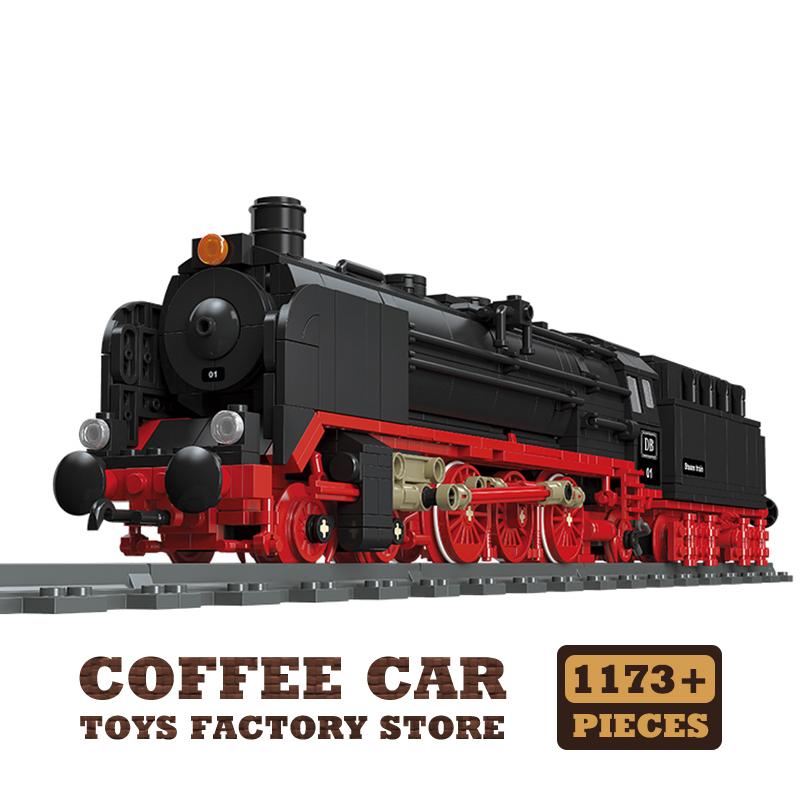 Retro Steam Train Building Blocks Assemble Model City Railway Locomotive MOC Bricks Toys DIY Decor Adult Kids Boy Birthday Gifts
