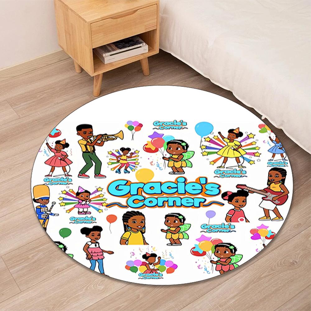 Gracie's Corner Printed Round Rug Carpet Chair Rug Area Rug Entryway Doormats,for Office Chair Living Room Bedroom Kitchen Room.