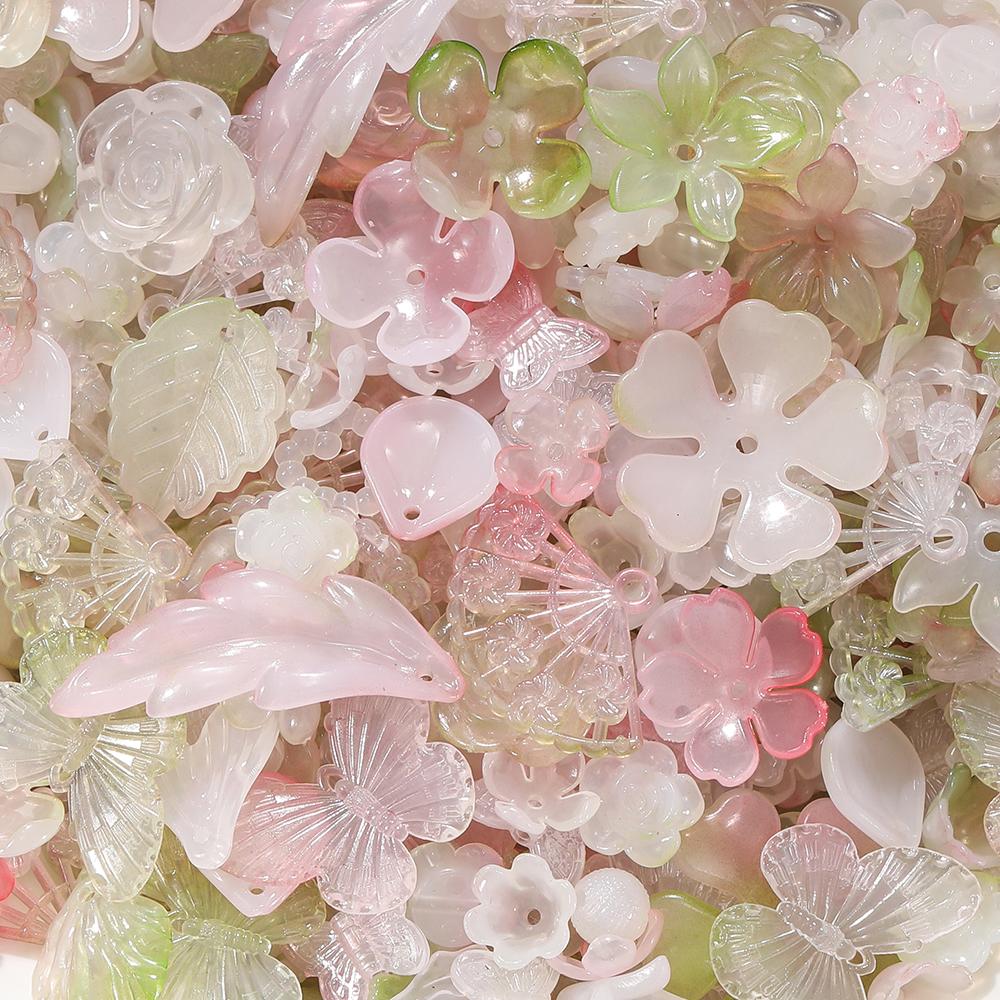 30g/Lot Colorful Mixed Butterfly Fan Acrylic Beads Spacer Loose Bead for DIY Necklace Bracelet Jewelry Making Accessories