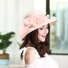 Hat women's summer European and American style organza straw woven stacking flower fashion mesh yarn hat sun protection sun hat versatile cool hat