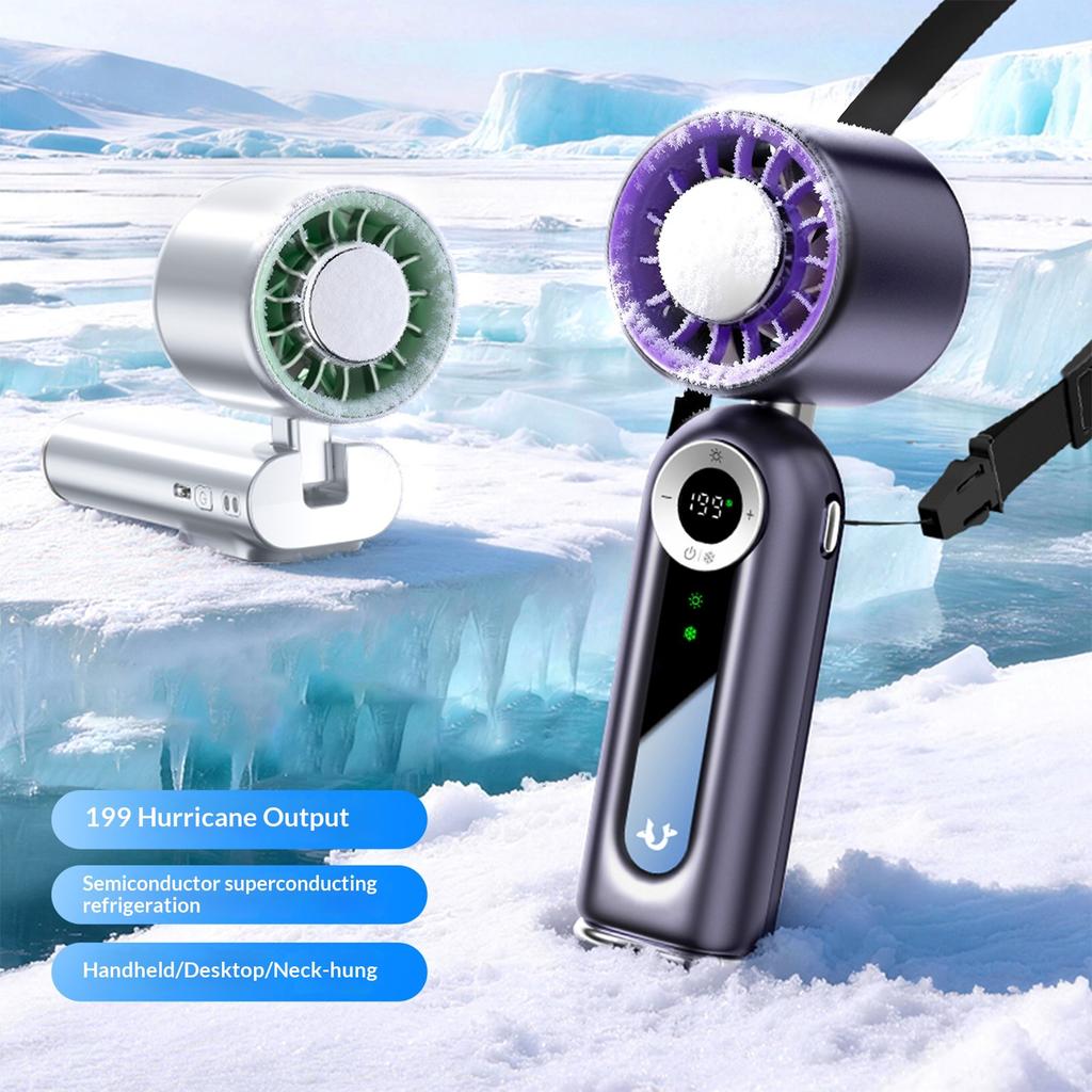Foldable Portable Desktop Fan with Digital Display Portable Handheld Turbo Fan 4000mAh Battery Holiday Gifts for Women Men