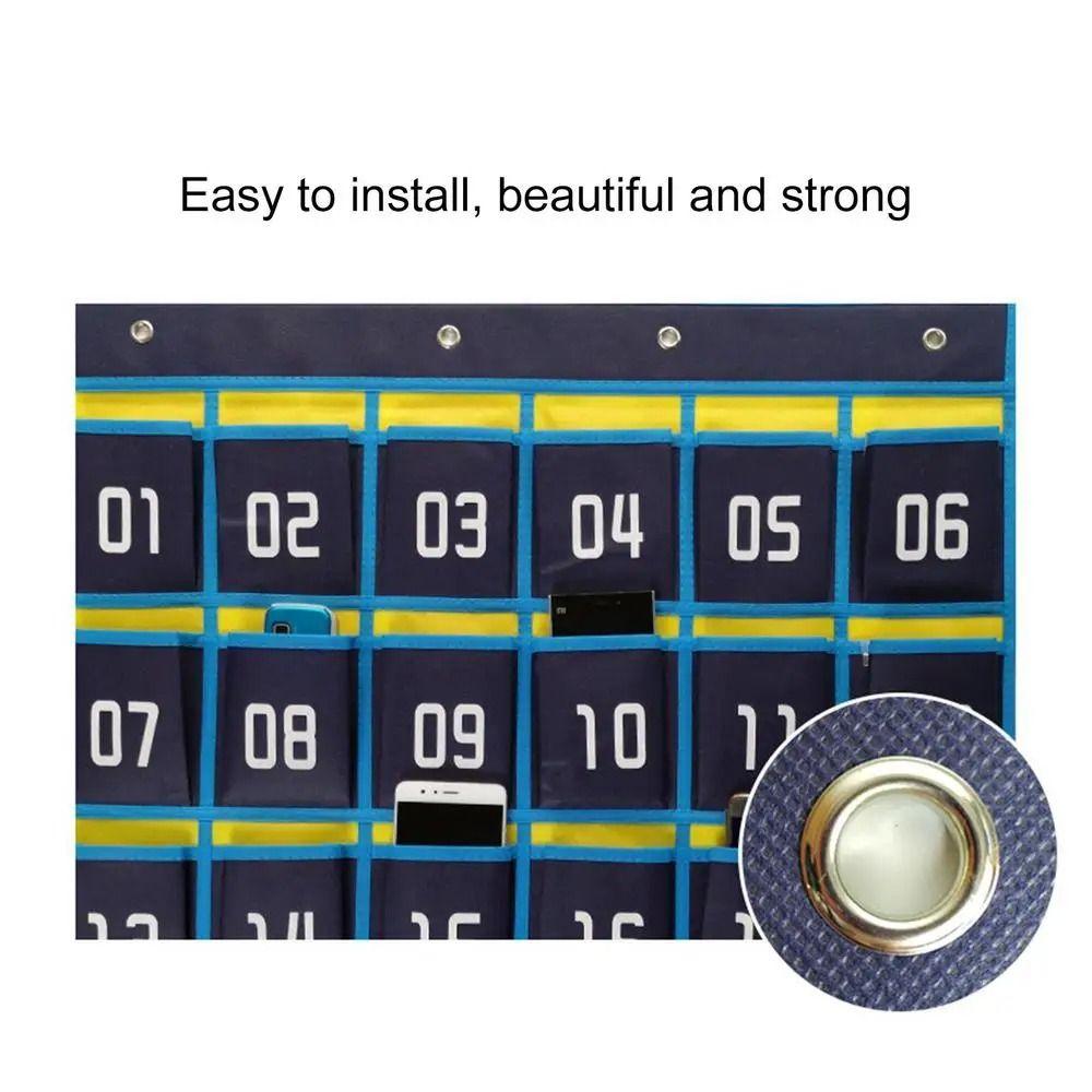30/36/42/48 Grids Phone Hanging Bag Wall-mounted Numbered Phone Storage Bag Thickened Door Hanging Bag School Wall Door Decor
