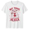Not Today Heifer Funny Sarcastic Cow Coffee Lover Cartoon TShirt