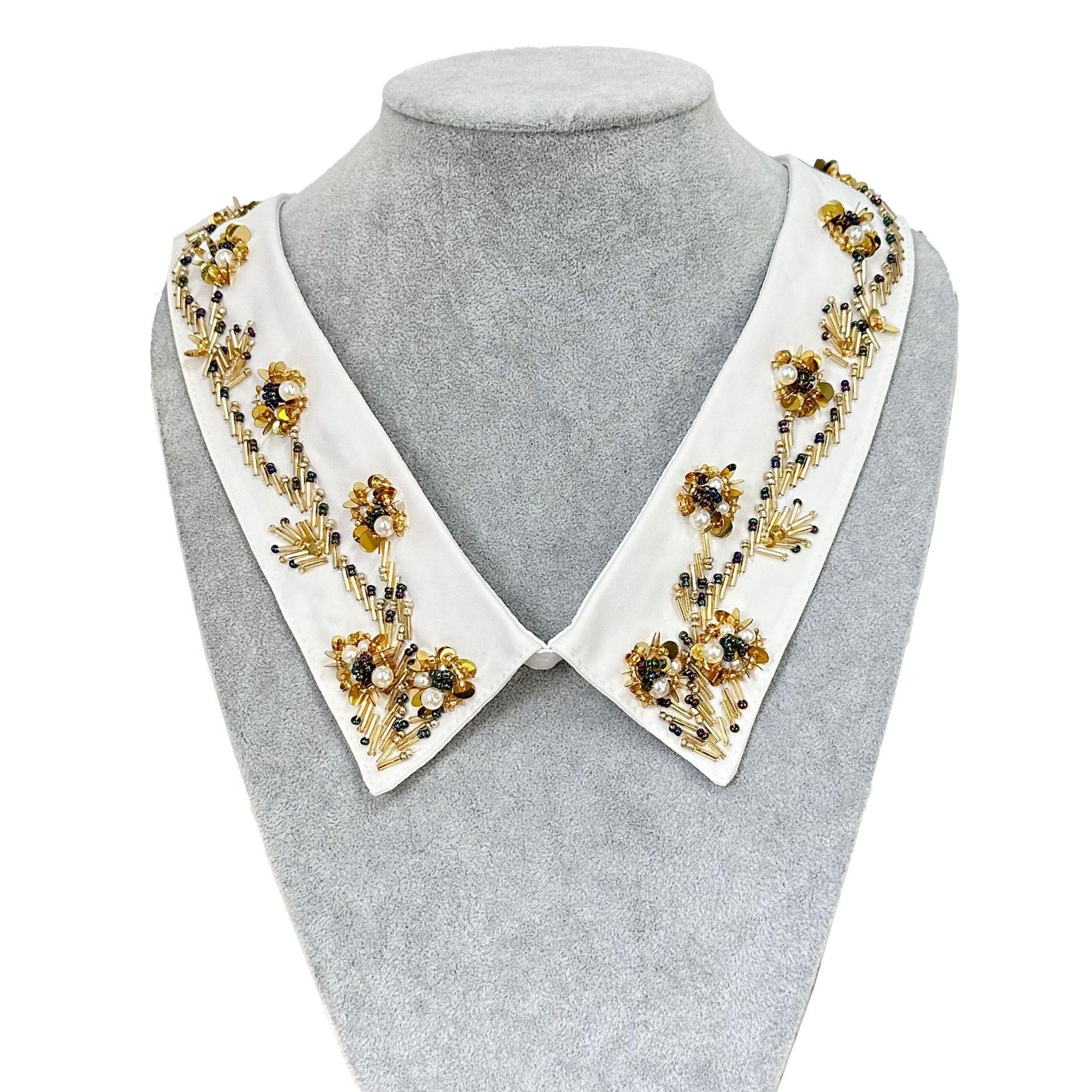 

Универсальный Тяжелая Промышленность Золотисто-желтый Бисероплетение Ложный Воротник Корейская Версия Воротник Рубашка Свитер С Декоративными Аксессуарами Ложного Воротника