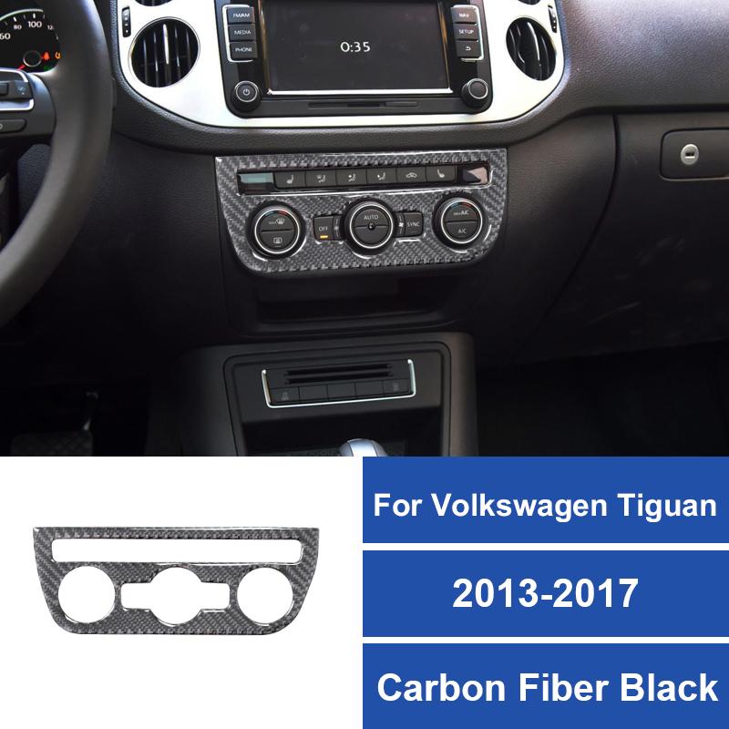 Real Carbon Fiber Car Central Control Air Conditioning Panel Frame Sticker For Volkswagen Tiguan 2013-2017 Car Accessories