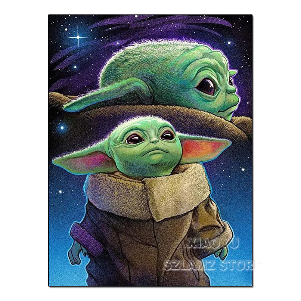 

Алмазная живопись Йода Страз Картина Мультфильм Полная Круглая Выкладка Мозаика Вышивка Мандалорец Домашний Декор Подарок Round 50x70cm