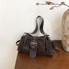 Casual with Wide Leather Strap Shoulder Bag Y2k Large Capacity Underarm Bag Faux Suede Women Handbag Women