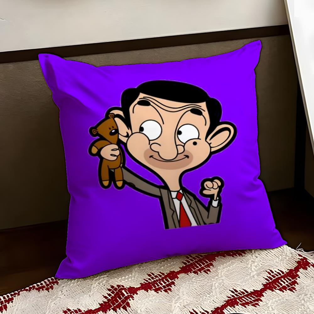 Mr BBean Cartoon Cushion Cover Reversible Soft Durable Pillow Cover Home Car MultiScene Use for Daily Comfort