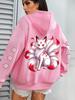 Damen Kapuzenpullover Locker Neunschwänziger Fuchs Print Hoodie Lässig Streetwear Tägliches Outfit