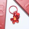 Fresh Five-Petal Flower Resin Keychain with Heart Bead - Girlish Flower Bag Charm