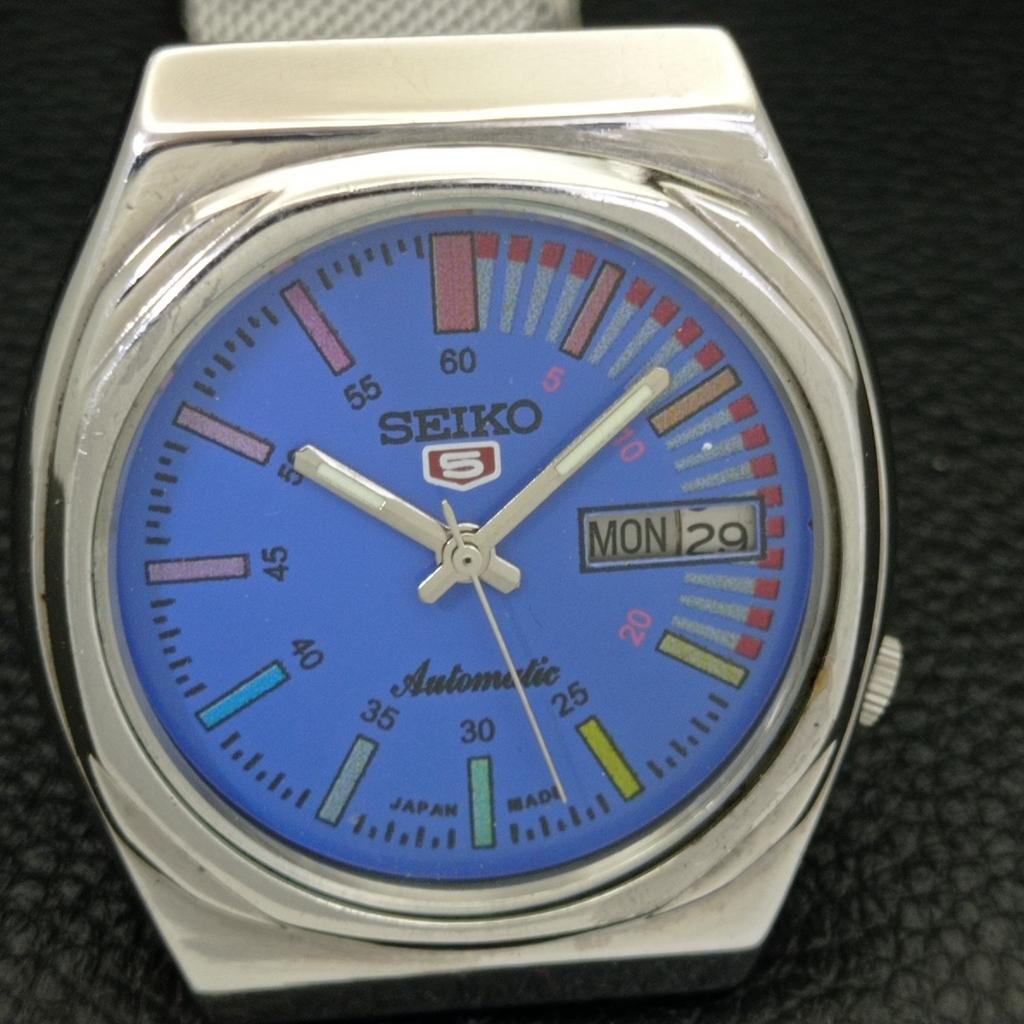SEIKO 5 AUTOMATIC 7019A JAPAN MENS VINTAGE BLUE COLOR DIAL WATCH a701640-5