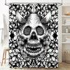 Tuniu Black Skull Floral Shower Curtain Gothic Bathroom Decor Spooky Wall Decor Unique Shower Curtain